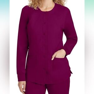 Healing Hands Maroon Button-Up Top